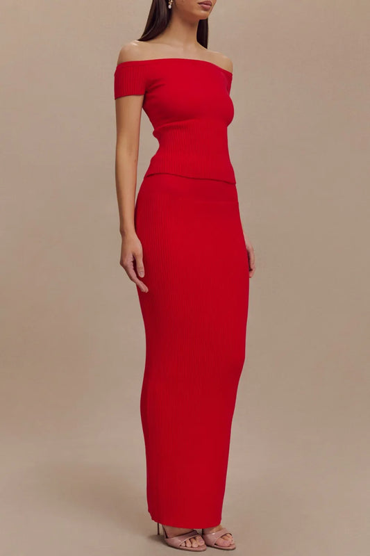 Ribbed Knit Maxi Skirt