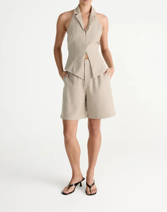 Three Dimensional Cutting High Waist Wide Leg Short Style