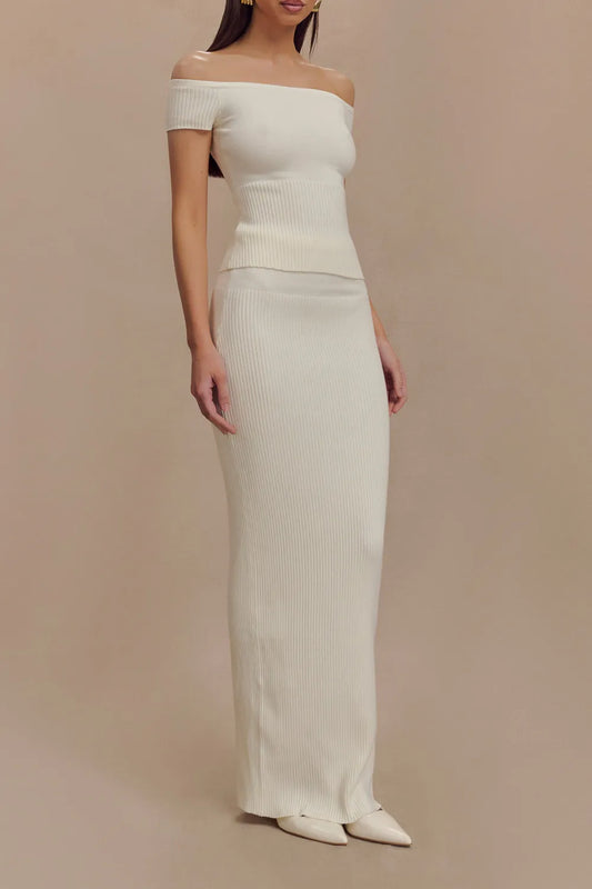 Ribbed Skinny Knit Maxi Skirt