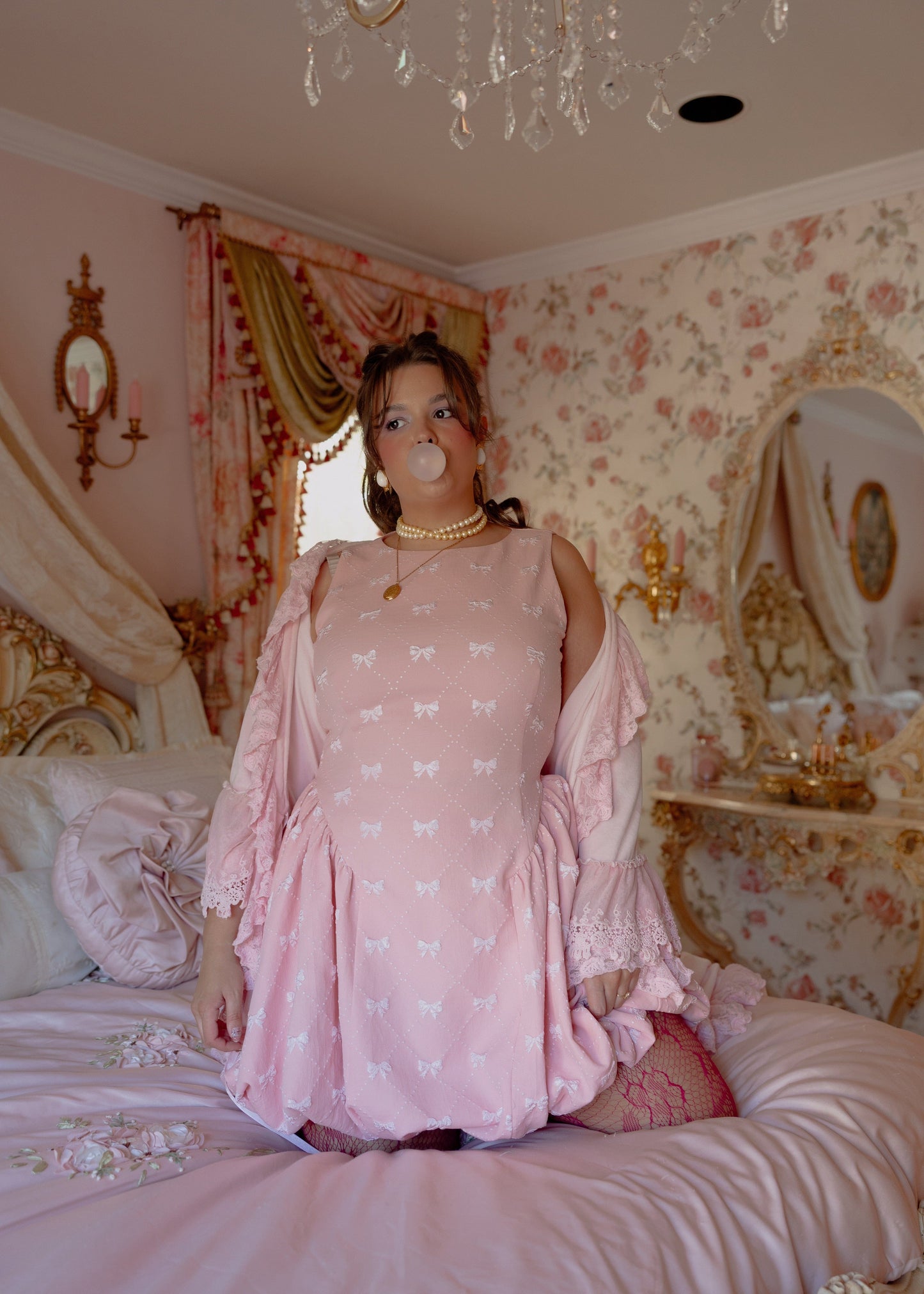 Scarlett Bubble Hem Mini Dress - Pink