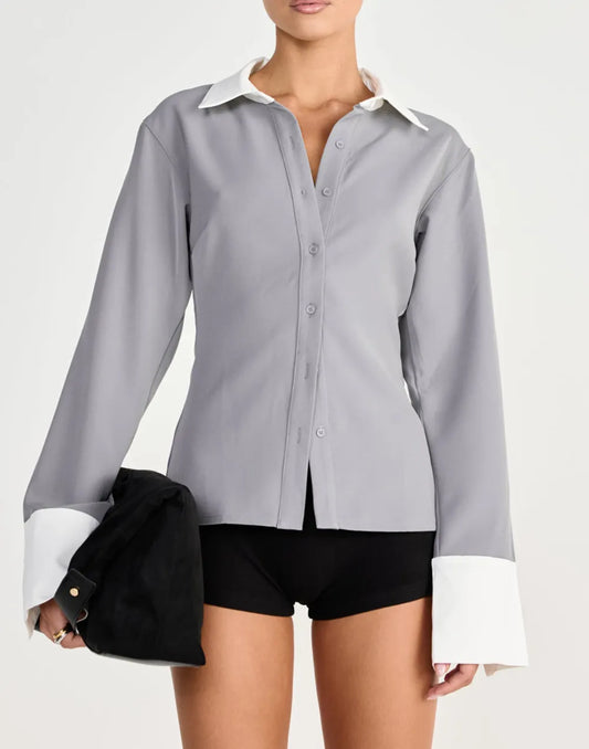 Slim Fit Button Down Women's Cropped Shirt