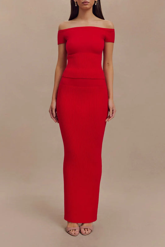 Ribbed Knit Maxi Skirt