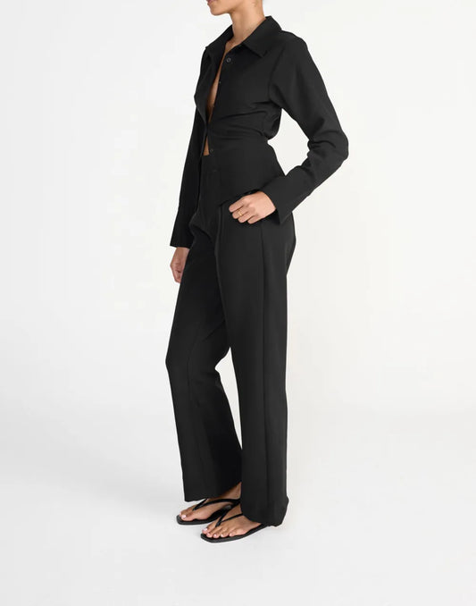 Adjustable Tie Cropped Shirt Top