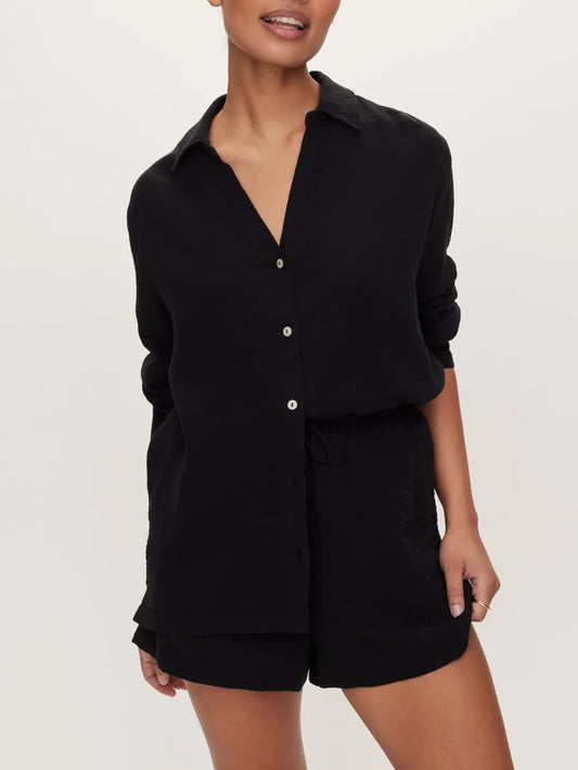 Solid Color Cotton Waffle Shirt