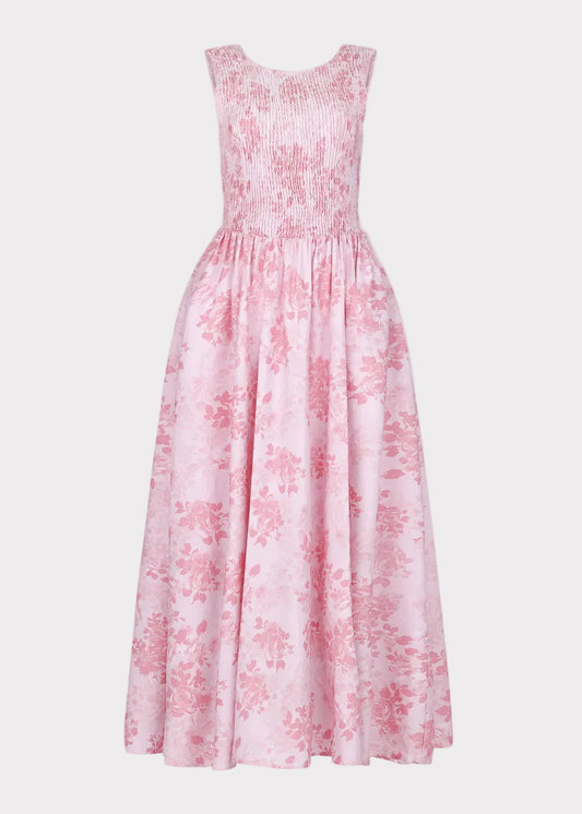 Camille Smocked Floral Maxi Dress - Pink