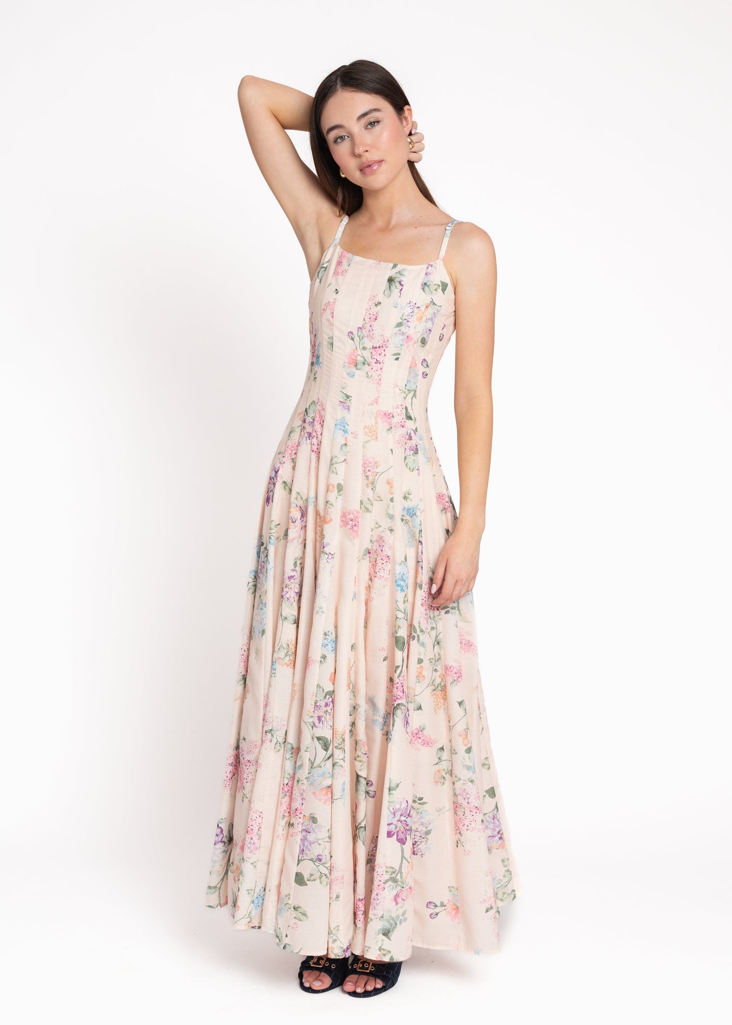 Monet Floral Seamed Maxi Dress