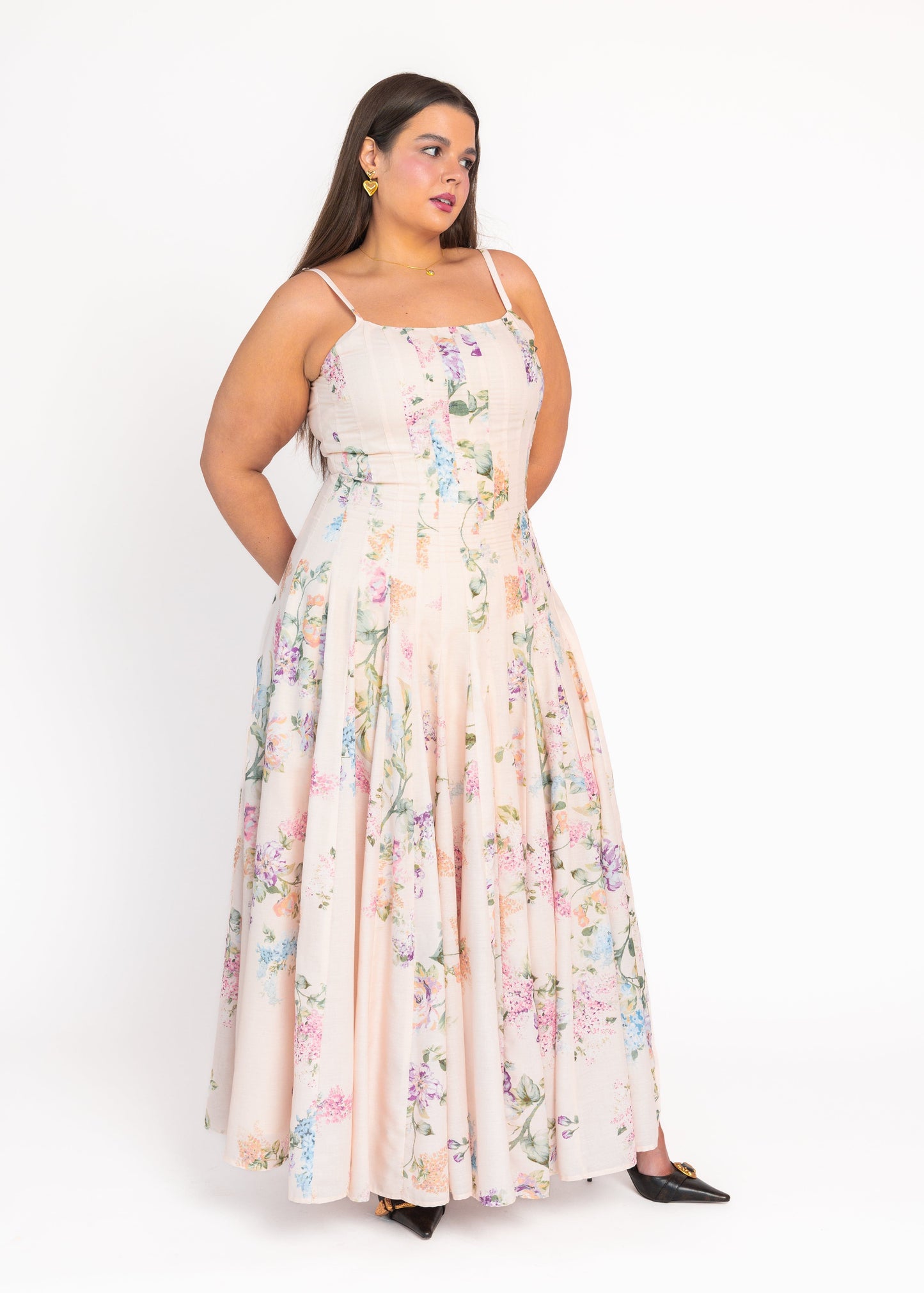 Monet Floral Seamed Maxi Dress