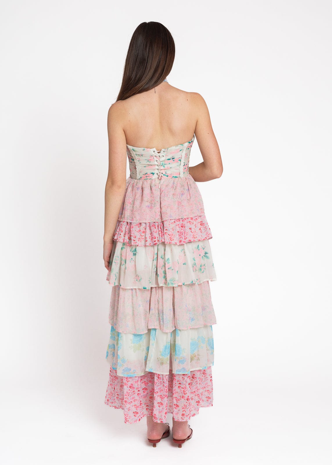 Rosemary Strapless Tiered Maxi Dress - Pink