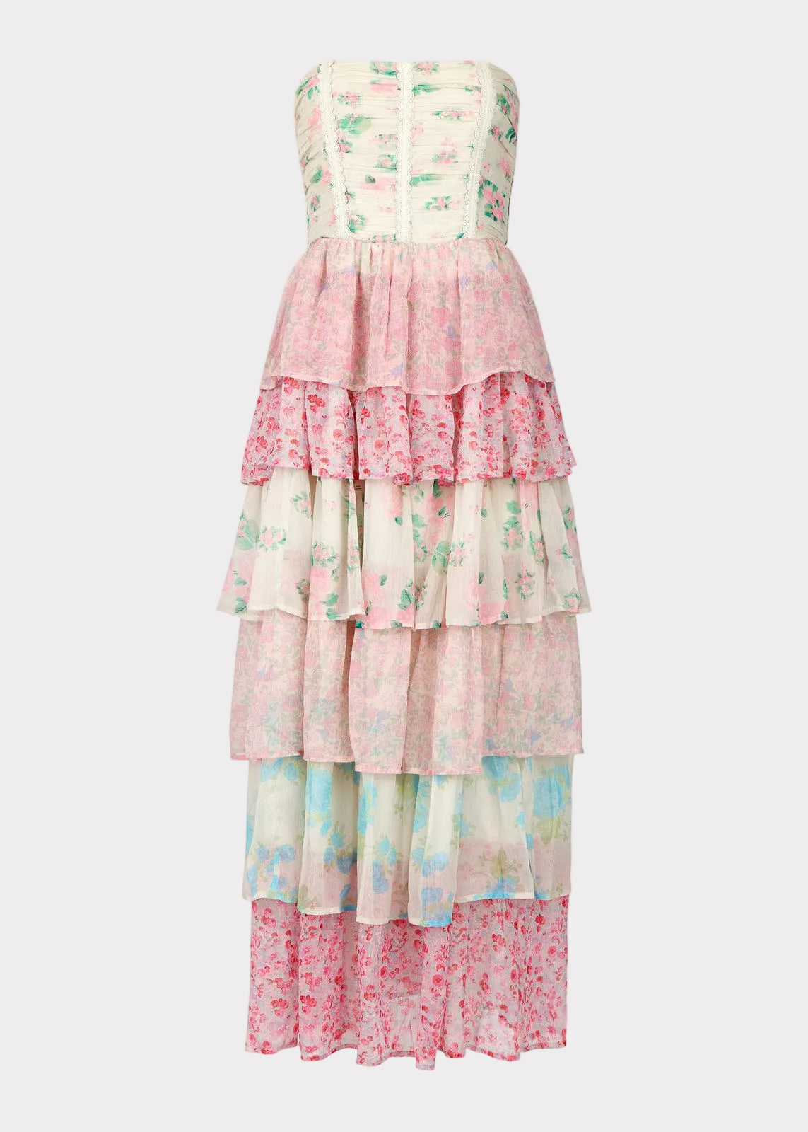 Rosemary Strapless Tiered Maxi Dress - Pink