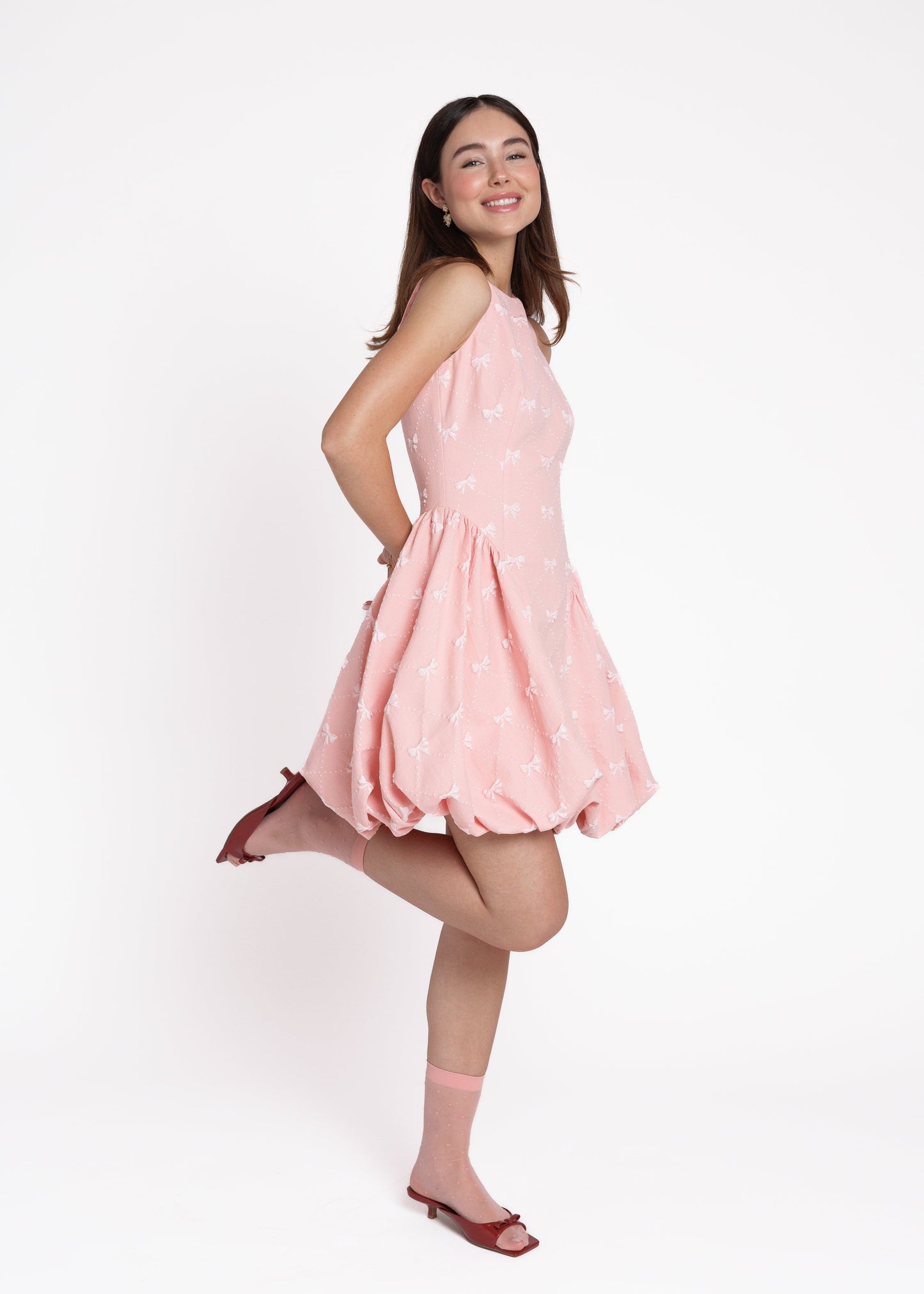 Scarlett Bubble Hem Mini Dress - Pink